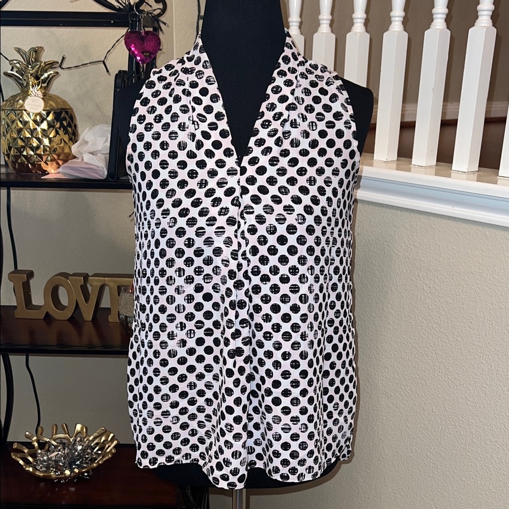 Vince Camuto Black and White Polka Dot Blouse